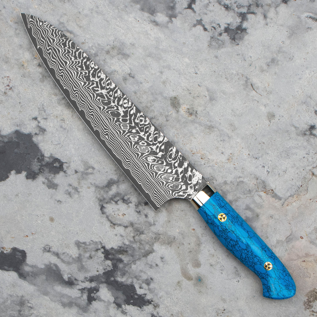Gyuto 21 cm Yoshimi Kato Blue Turquoise SG2