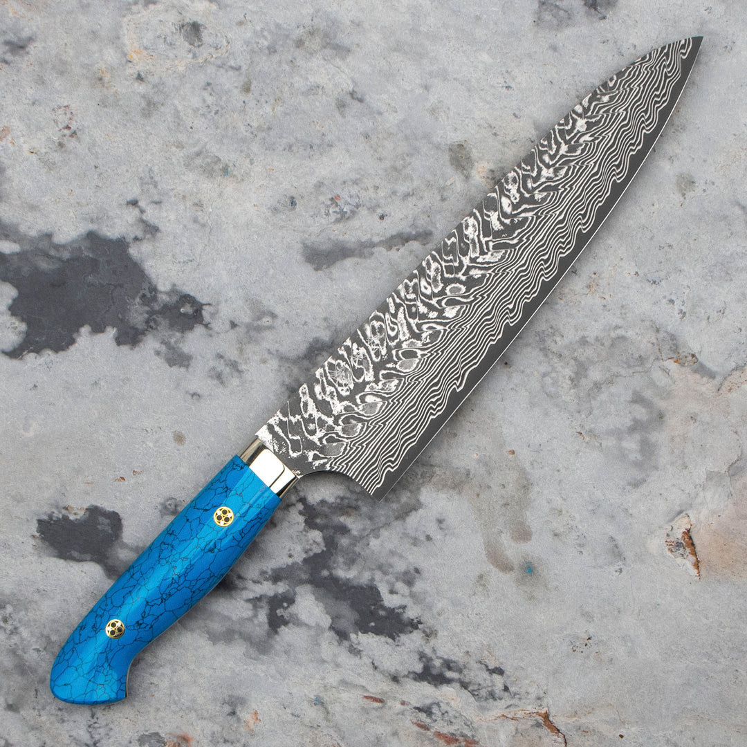 Gyuto 21 cm Yoshimi Kato Blue Turquoise SG2