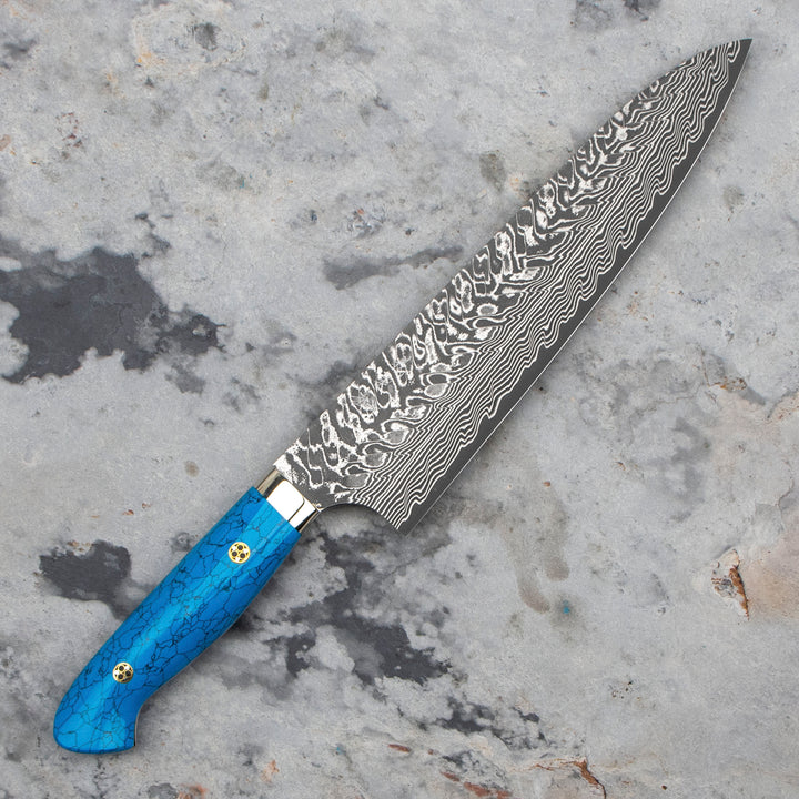 Gyuto 21 cm Yoshimi Kato Blue Turquoise SG2