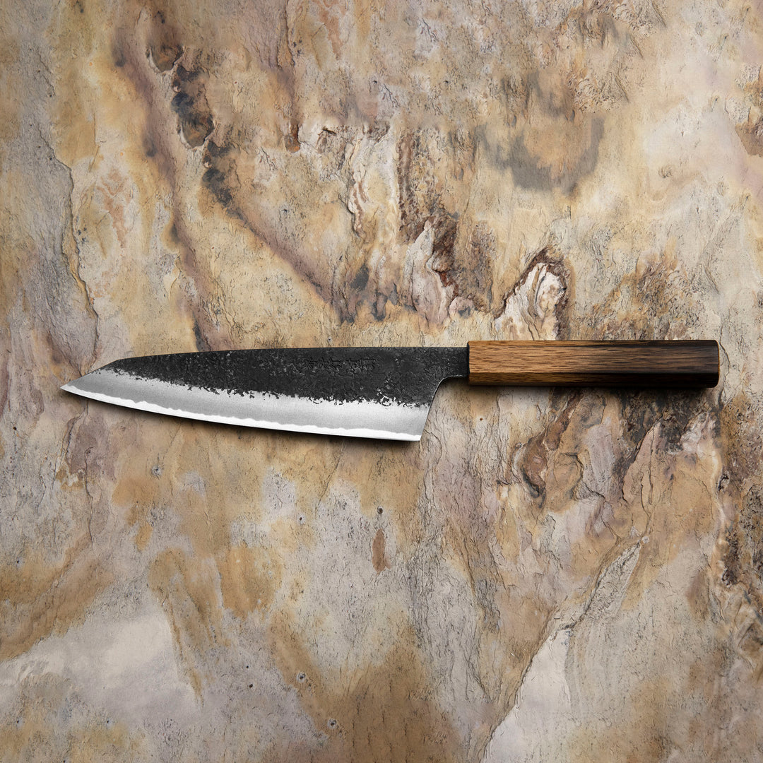 Gyuto 22,5 cm Sakai Takayuki Homura Guren Kurouchi Aogami#2/Iron