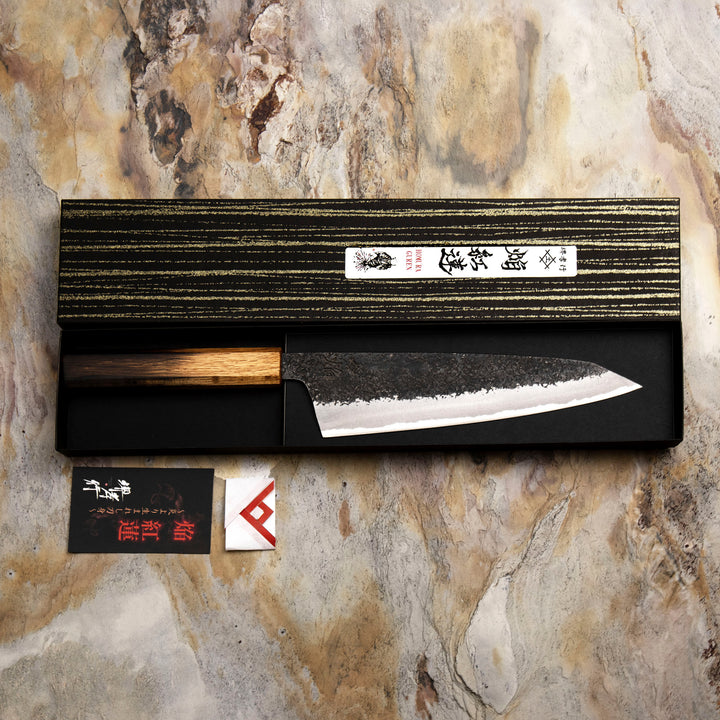 Gyuto 22,5 cm Sakai Takayuki Homura Guren Kurouchi Aogami#2/Iron