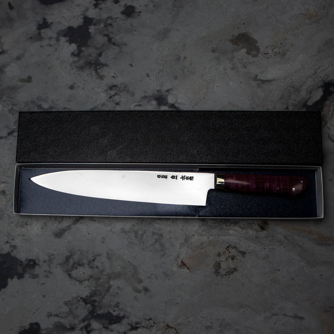 Gyuto 24 cm Sakai Takayuki Gallery Honyaki Fuji Purple Shirogami#1