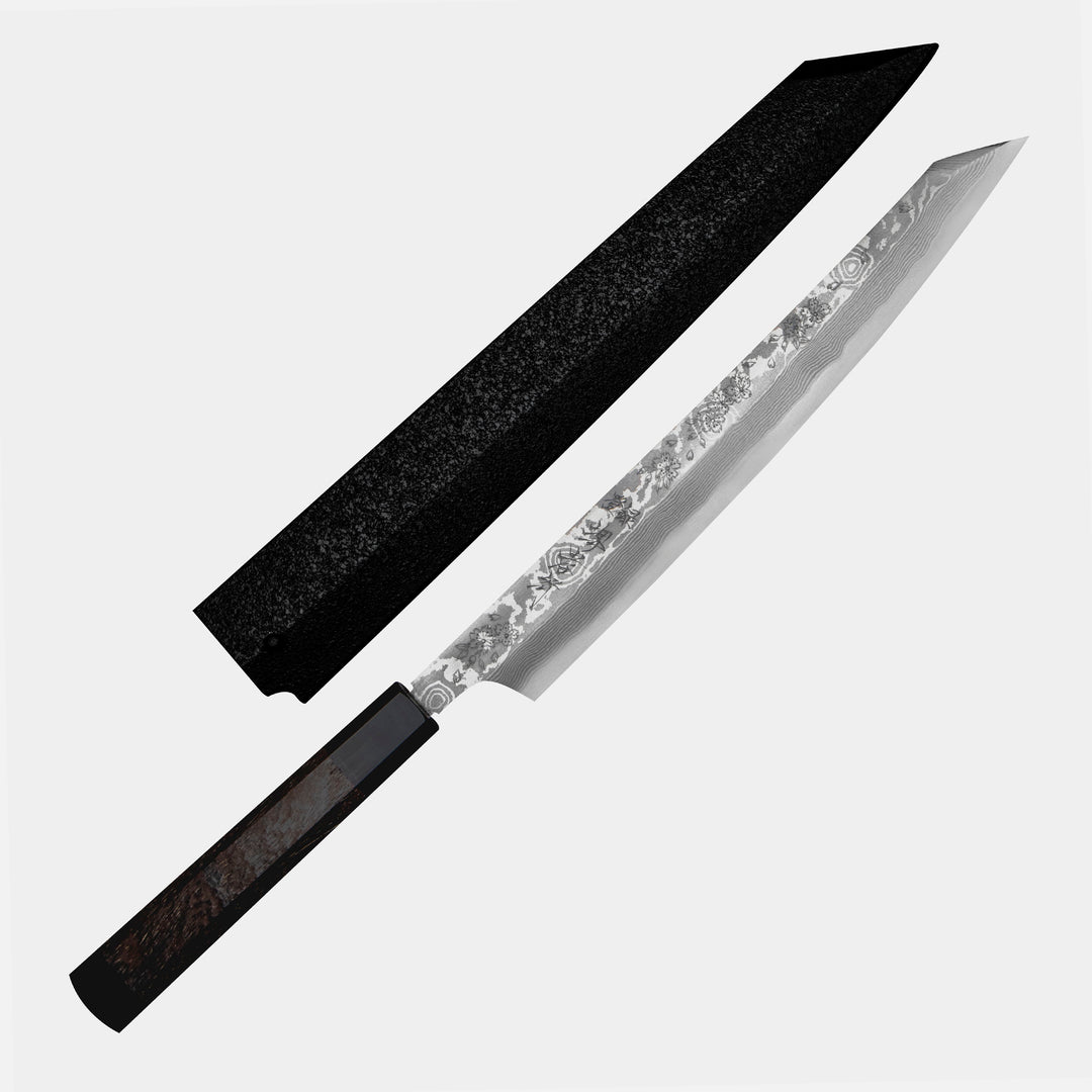 Kengata Yanagiba 27 cm Sakai Takayuki Hanafubuki Silver#3 Damascus