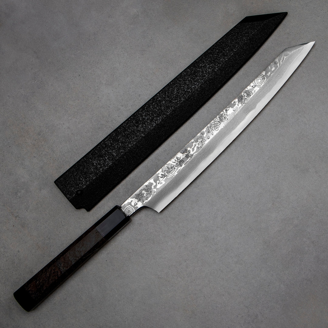 Kengata Yanagiba 27 cm Sakai Takayuki Hanafubuki Silver#3 Damascus