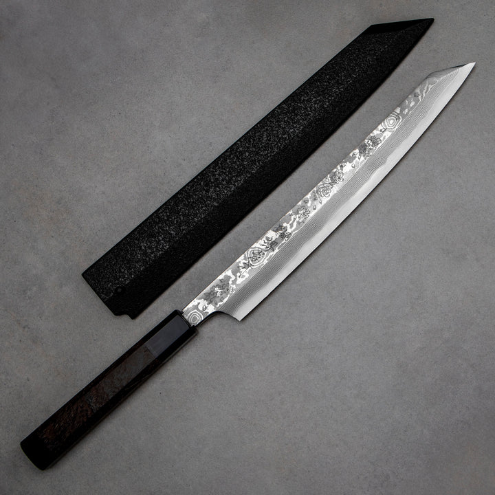 Kengata Yanagiba 27 cm Sakai Takayuki Hanafubuki Silver#3 Damascus