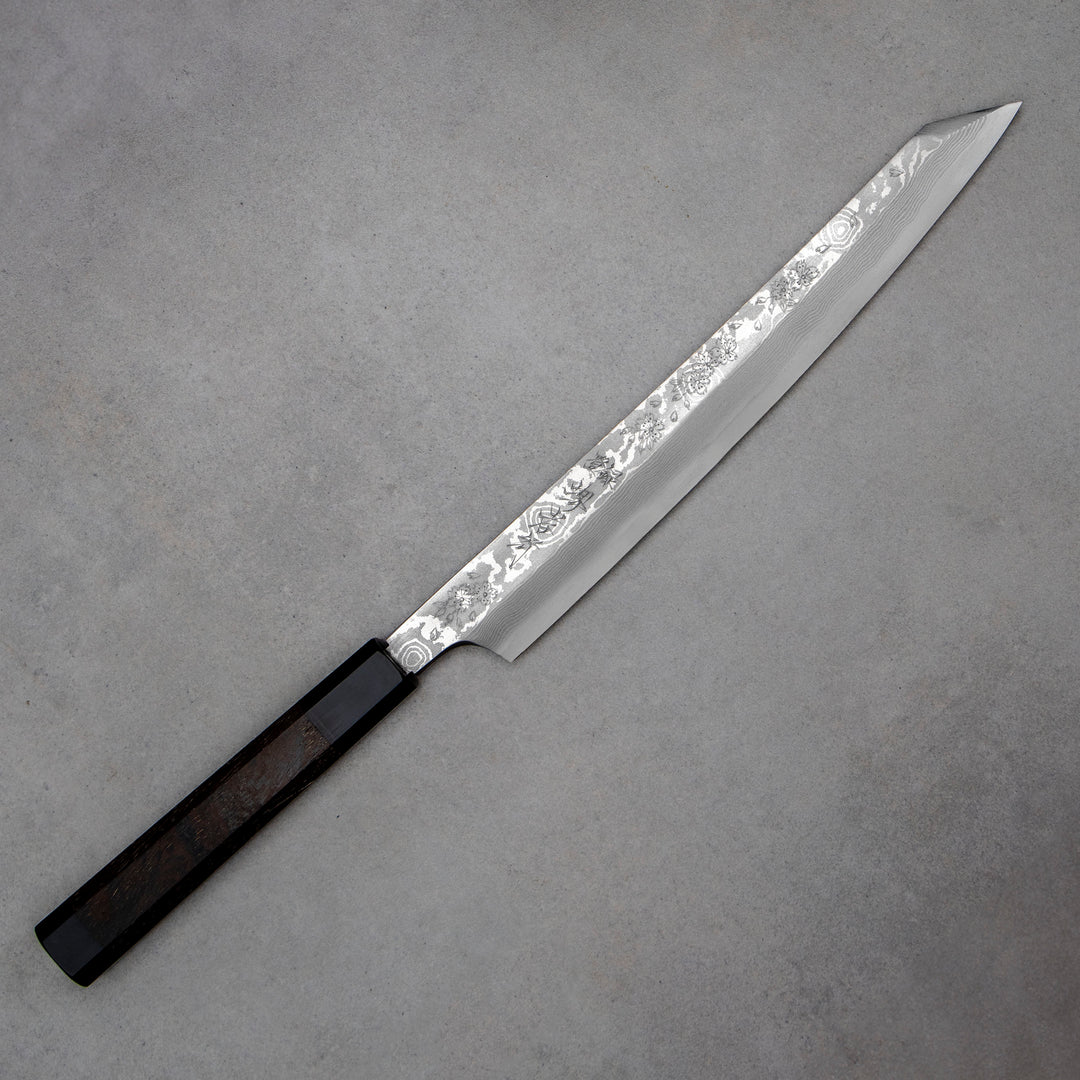 Kengata Yanagiba 27 cm Sakai Takayuki Hanafubuki Silver#3 Damascus