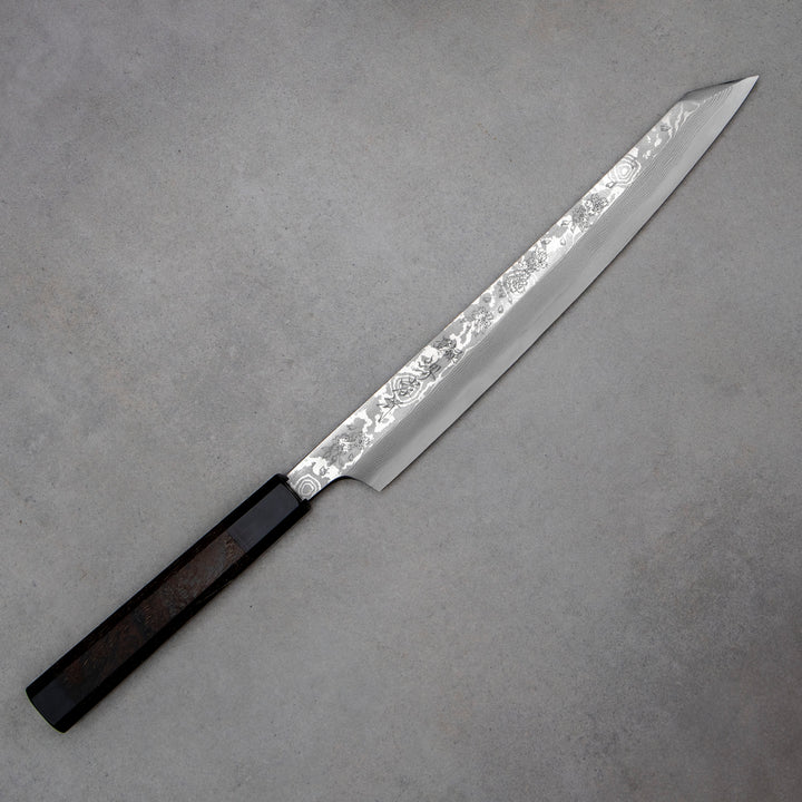 Kengata Yanagiba 27 cm Sakai Takayuki Hanafubuki Silver#3 Damascus