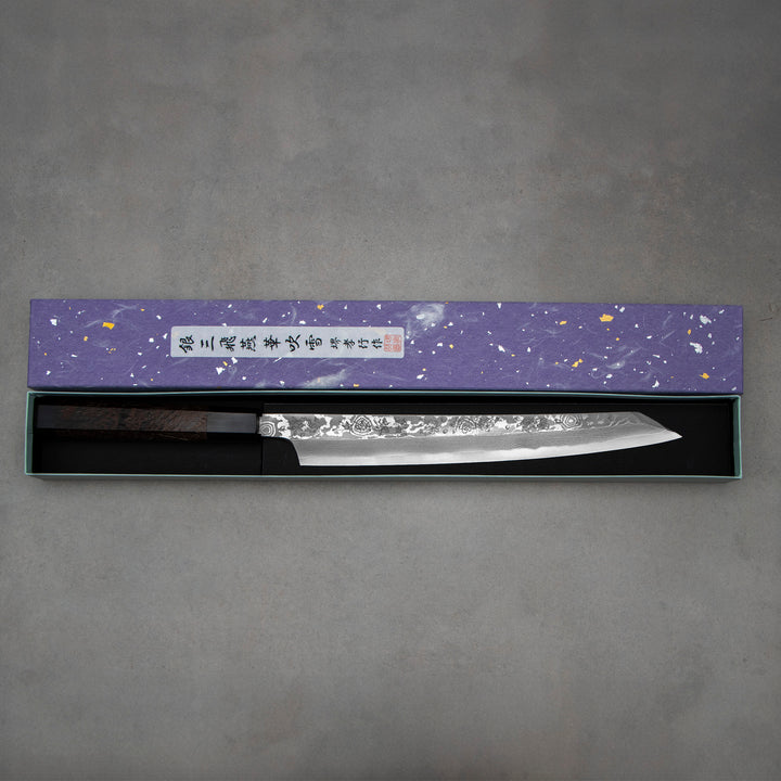 Kengata Yanagiba 27 cm Sakai Takayuki Hanafubuki Silver#3 Damascus