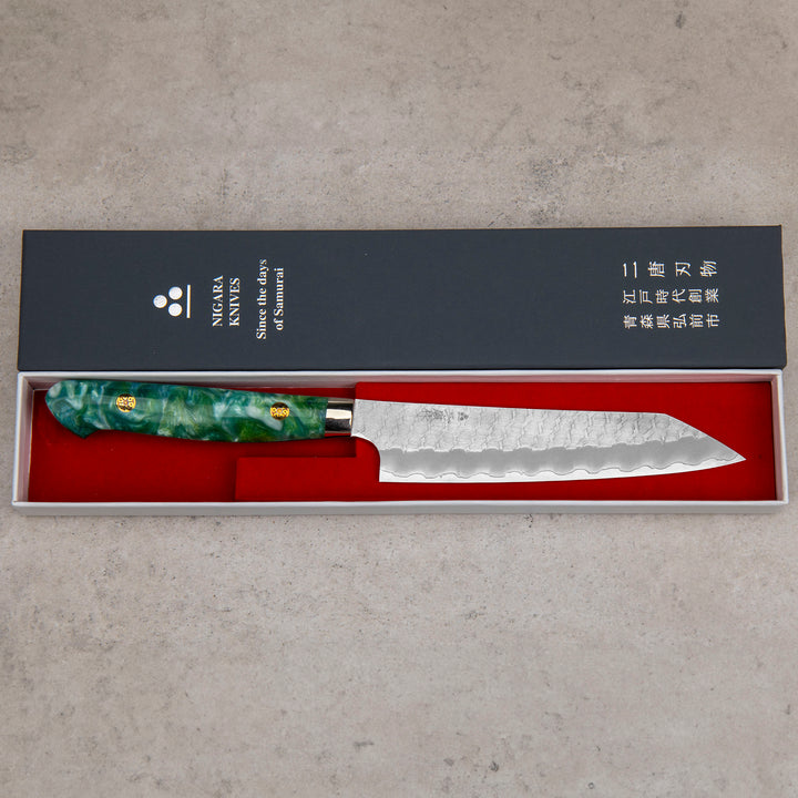 Kiritsuke Petty 15 cm Nigara Hamono SG2 Green Limited