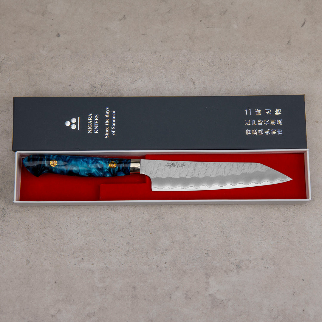 Kiritsuke Petty 15 cm Nigara Hamono SG2 Turquoise Limited