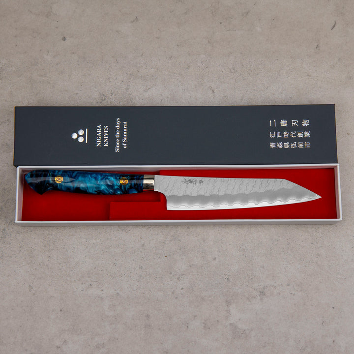 Kiritsuke Petty 15 cm Nigara Hamono SG2 Turquoise Limited