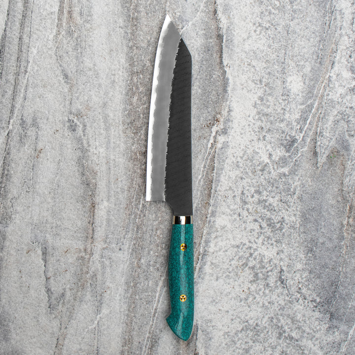 Kiritsuke Gyuto 21 cm Nigara Hamono Kurouchi Green Turquoise SG2