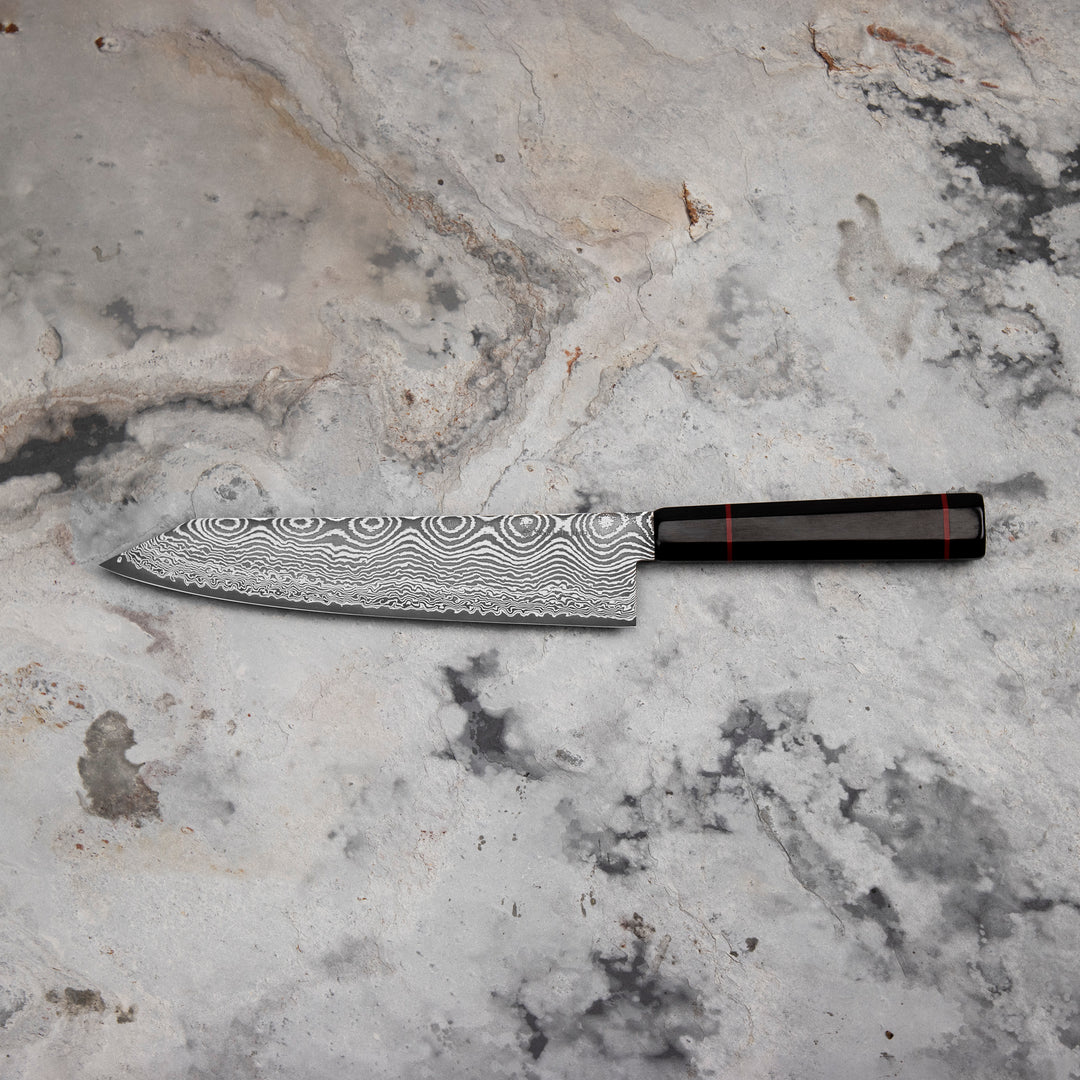 Kiritsuke Gyuto 21 cm Seki Kanetsune Namishibuki SG-2 Damscus