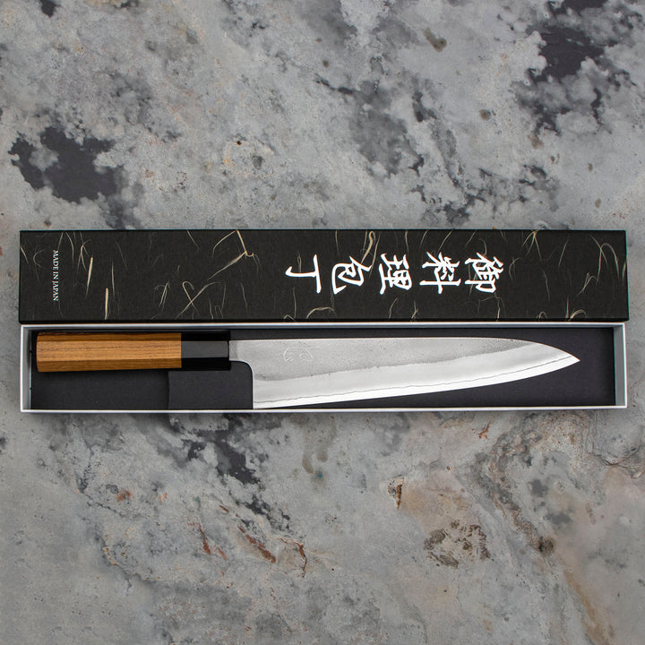 Kiritsuke Gyuto 24 cm Yoshikane Shirogami#2/SS Nashiji