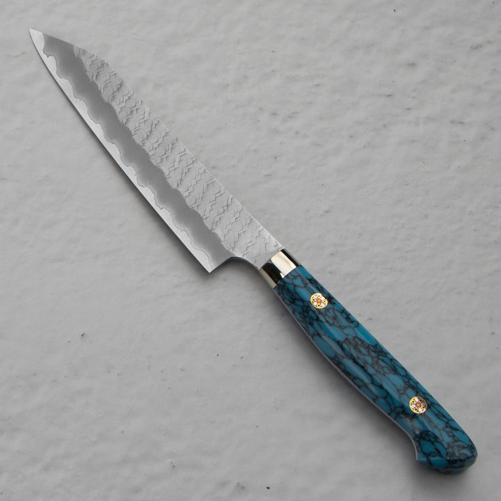 Kiritsuke Petty 15 cm Nigara Hamono SG2 Blue Turquoise Limited