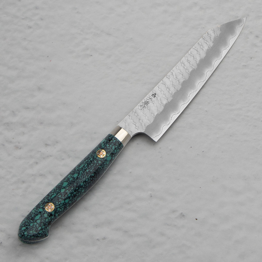 Kiritsuke Petty 15 cm Nigara Hamono SG2 Green Turquoise Limited