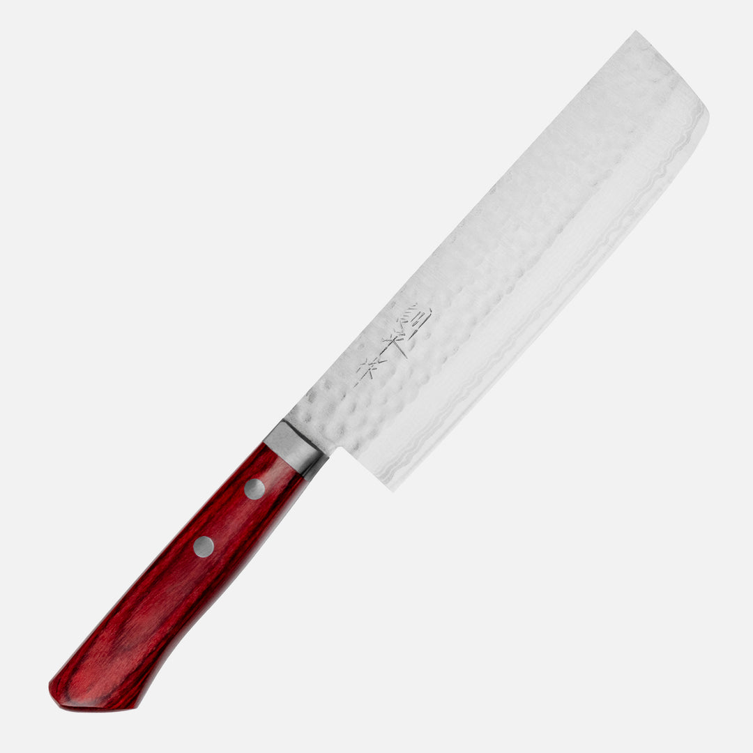 Nakiri 16,5 cm Kunio Masutani VG-10 Hammered Red Damascus