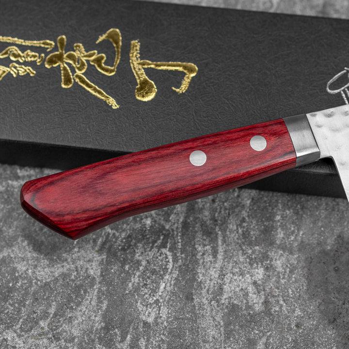 Nakiri 16,5 cm Kunio Masutani VG-10 Hammered Red Damascus