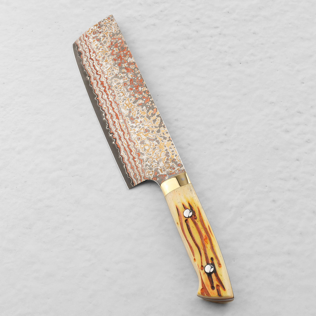 Nakiri 17 cm Takeshi Saji Colored Damascus VG-10 Nashiji