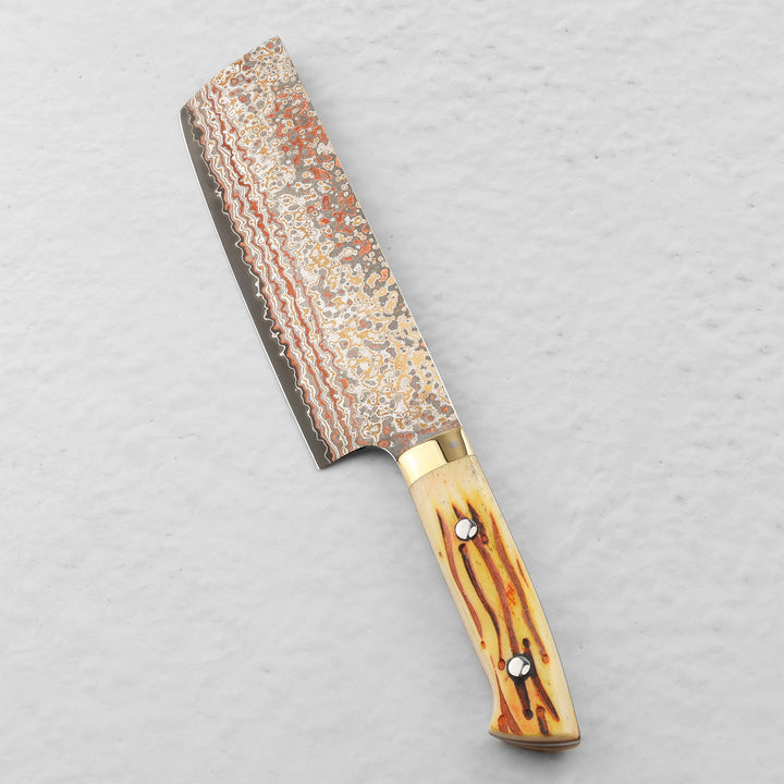 Nakiri 17 cm Takeshi Saji Colored Damascus VG-10 Nashiji