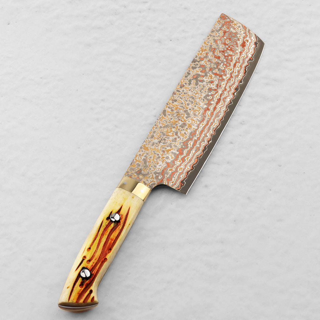 Nakiri 17 cm Takeshi Saji Colored Damascus VG-10 Nashiji