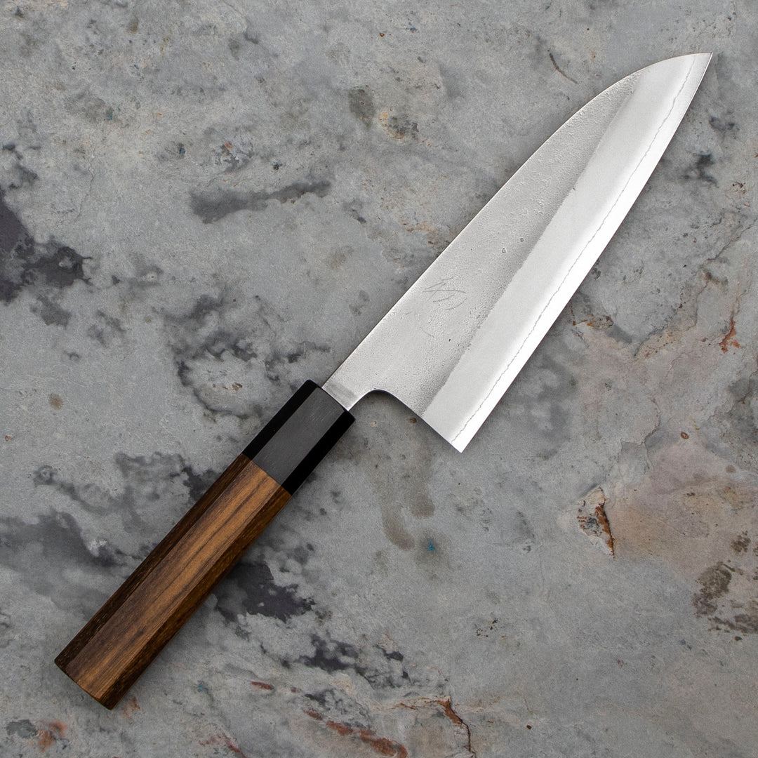 Santoku 16,5 cm Yoshikane Shirogami#2/SS Nashiji
