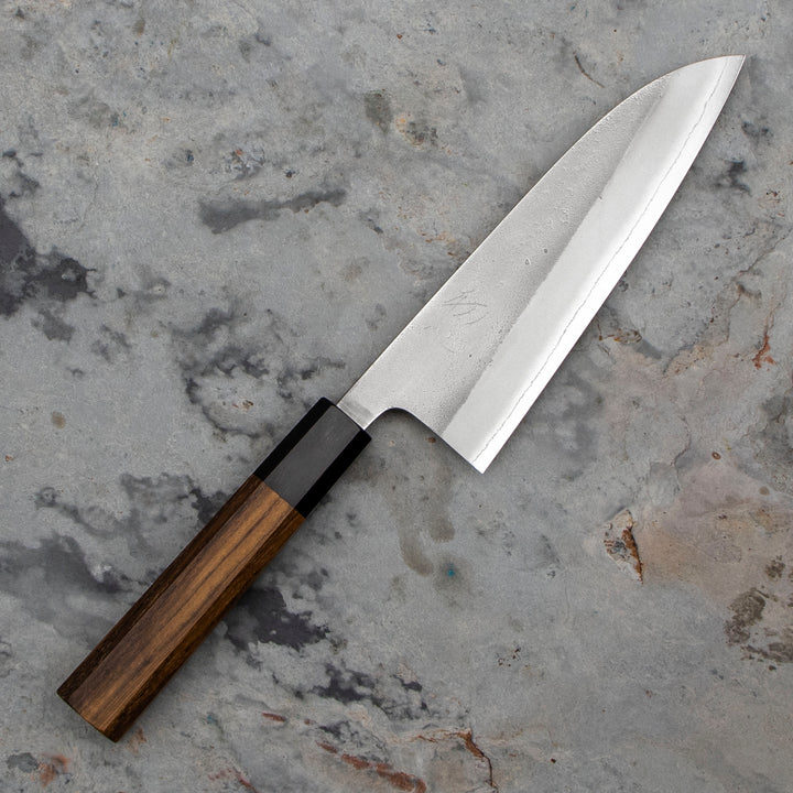 Santoku 16,5 cm Yoshikane Shirogami#2/SS Nashiji
