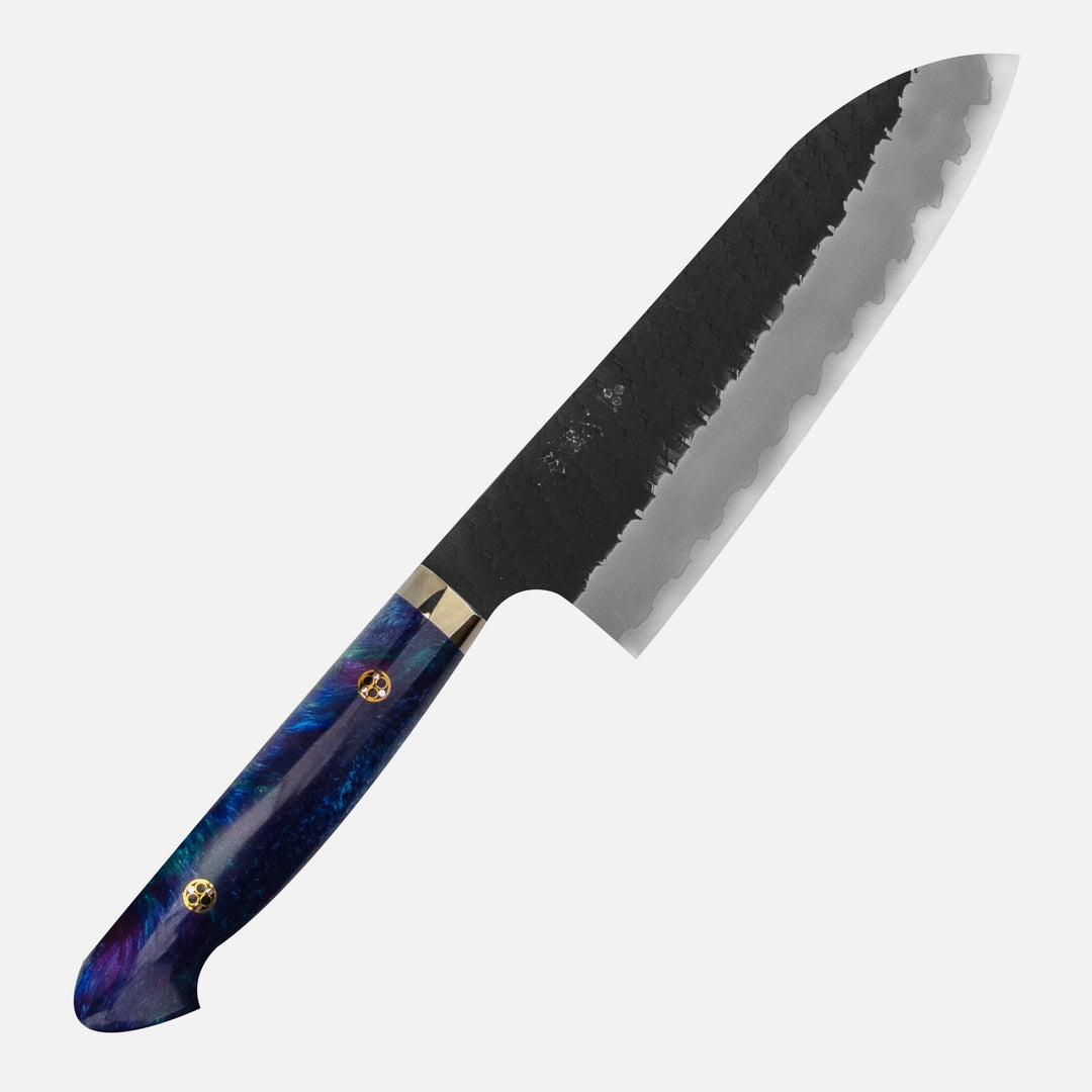 Santoku 18 cm Nigara Hamono SG2 Blue  Kurouchi Limited