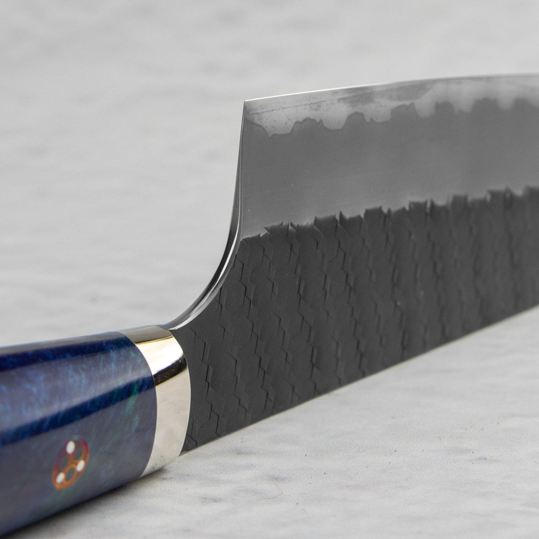 Santoku 18 cm Nigara Hamono SG2 Blue  Kurouchi Limited