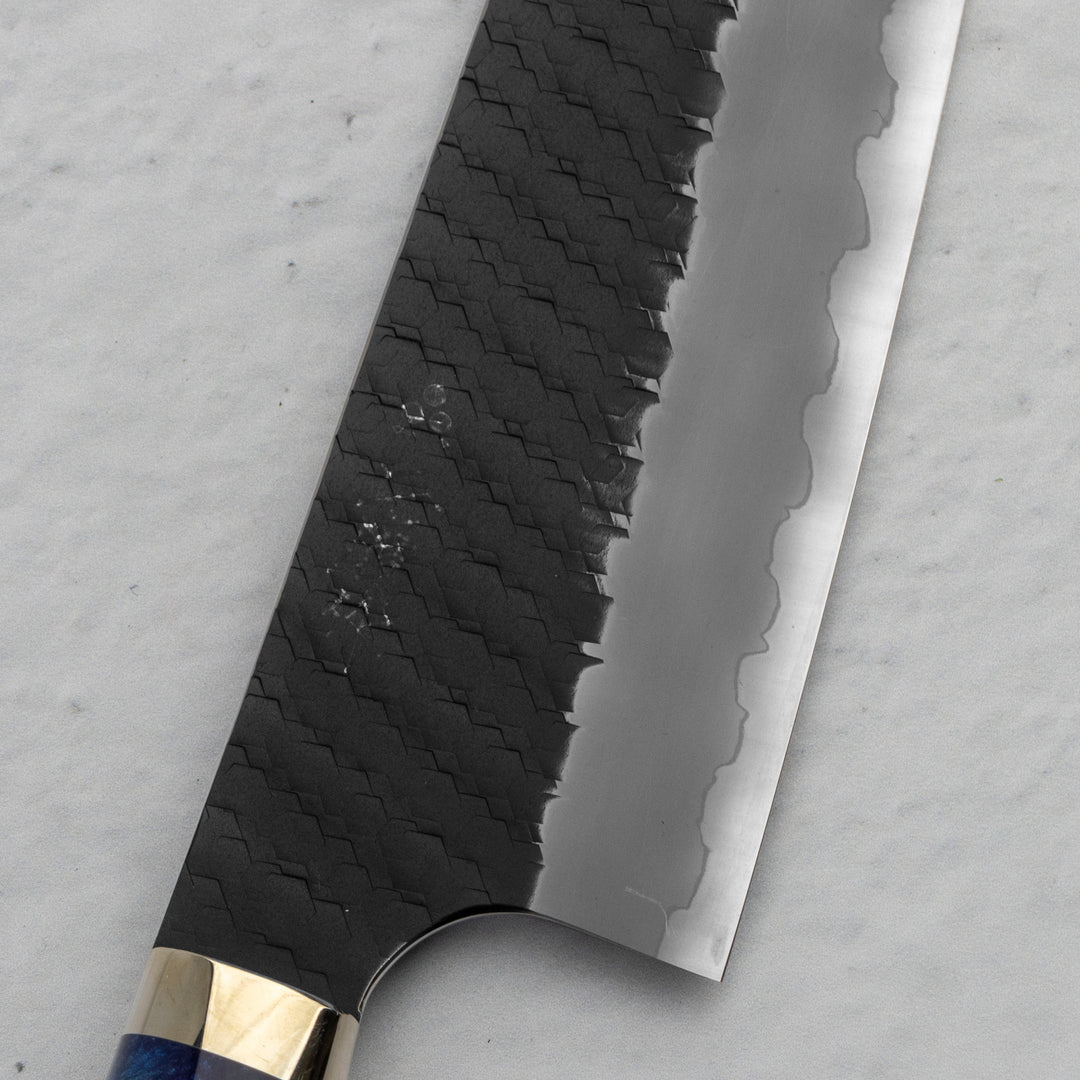 Santoku 18 cm Nigara Hamono SG2 Blue  Kurouchi Limited