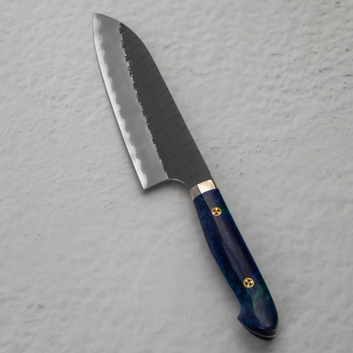 Santoku 18 cm Nigara Hamono SG2 Blue  Kurouchi Limited