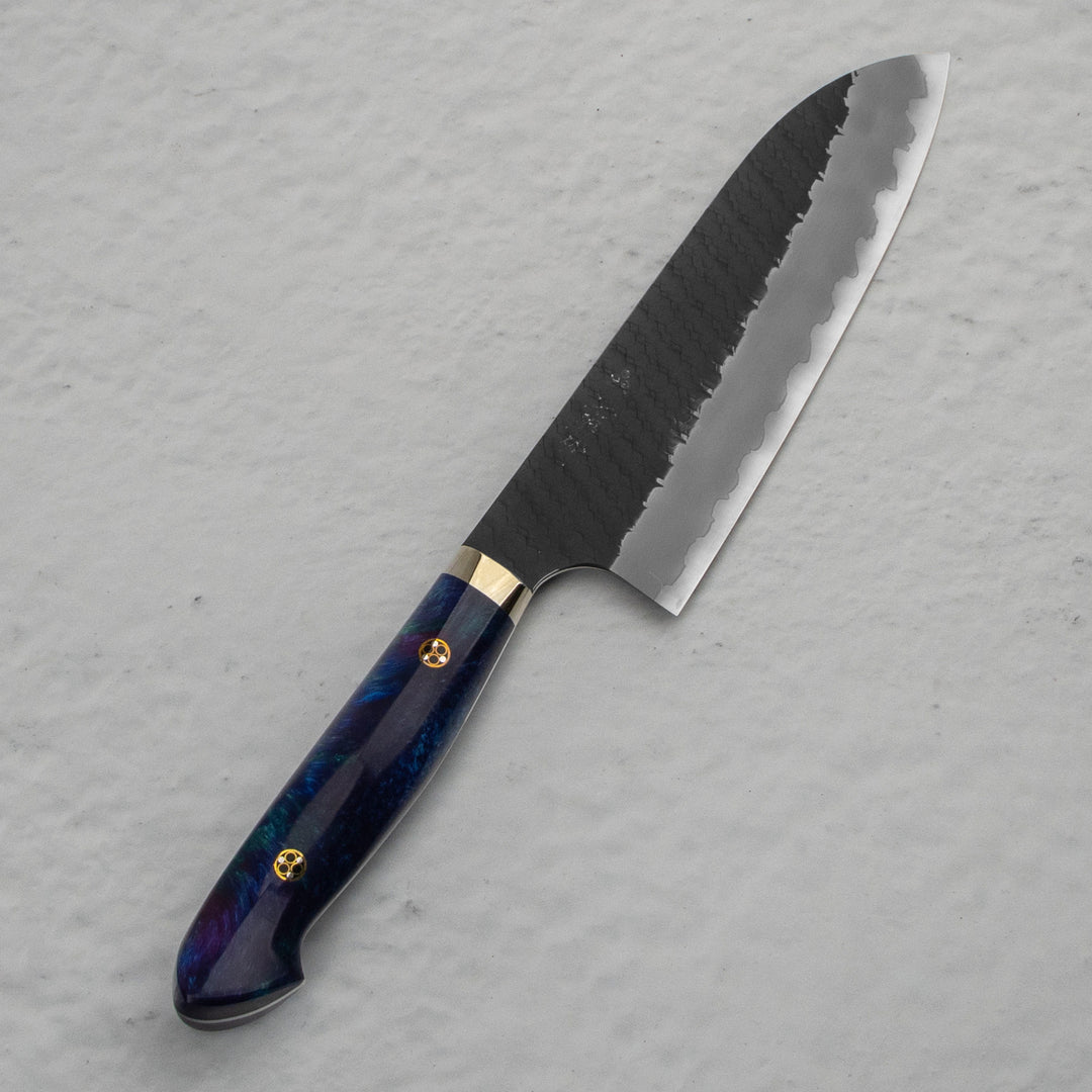 Santoku 18 cm Nigara Hamono SG2 Blue  Kurouchi Limited