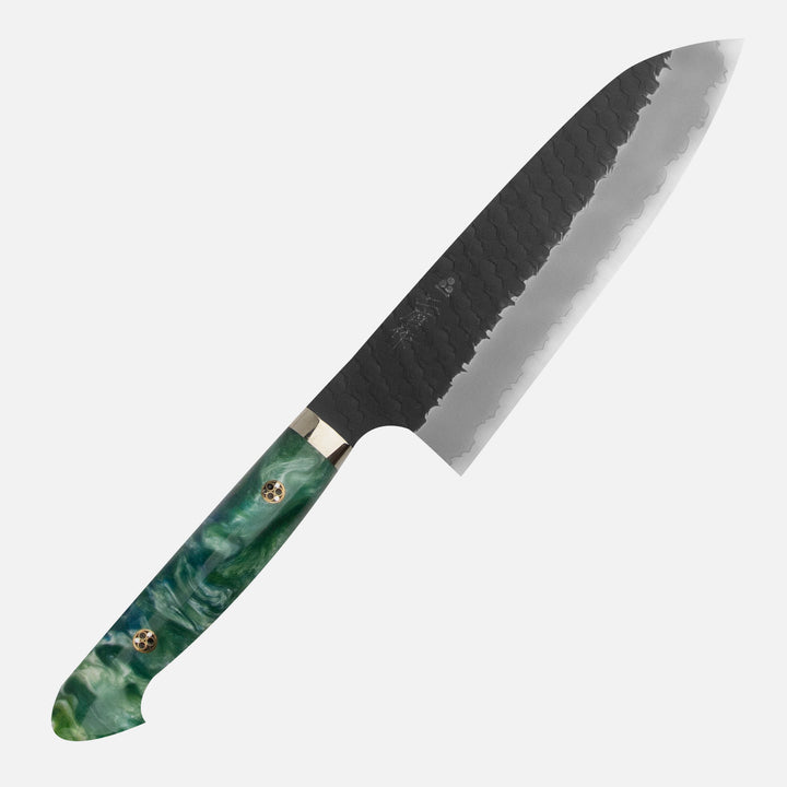 Santoku 18 cm Nigara Hamono SG2 Green Kurouchi Limited