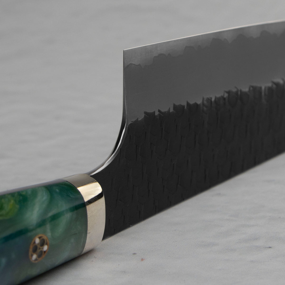 Santoku 18 cm Nigara Hamono SG2 Green Kurouchi Limited