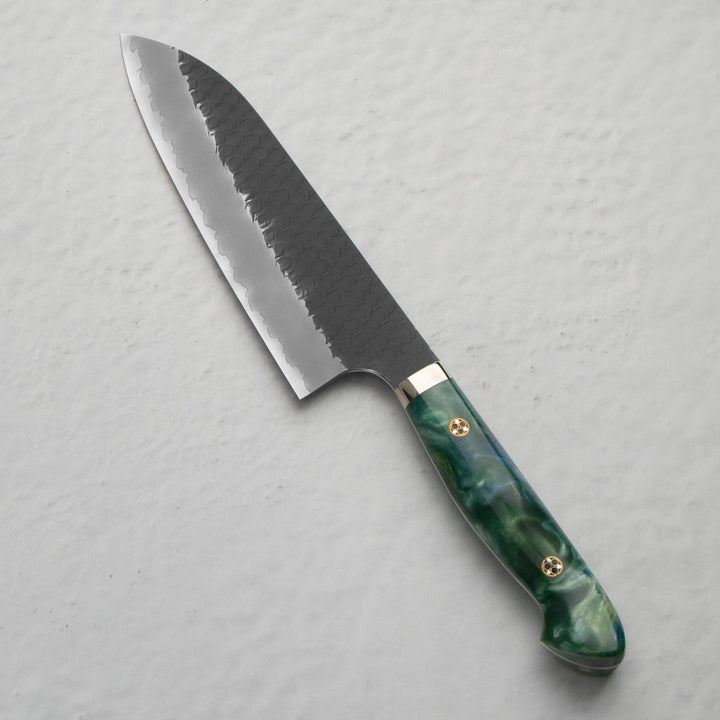 Santoku 18 cm Nigara Hamono SG2 Green Kurouchi Limited