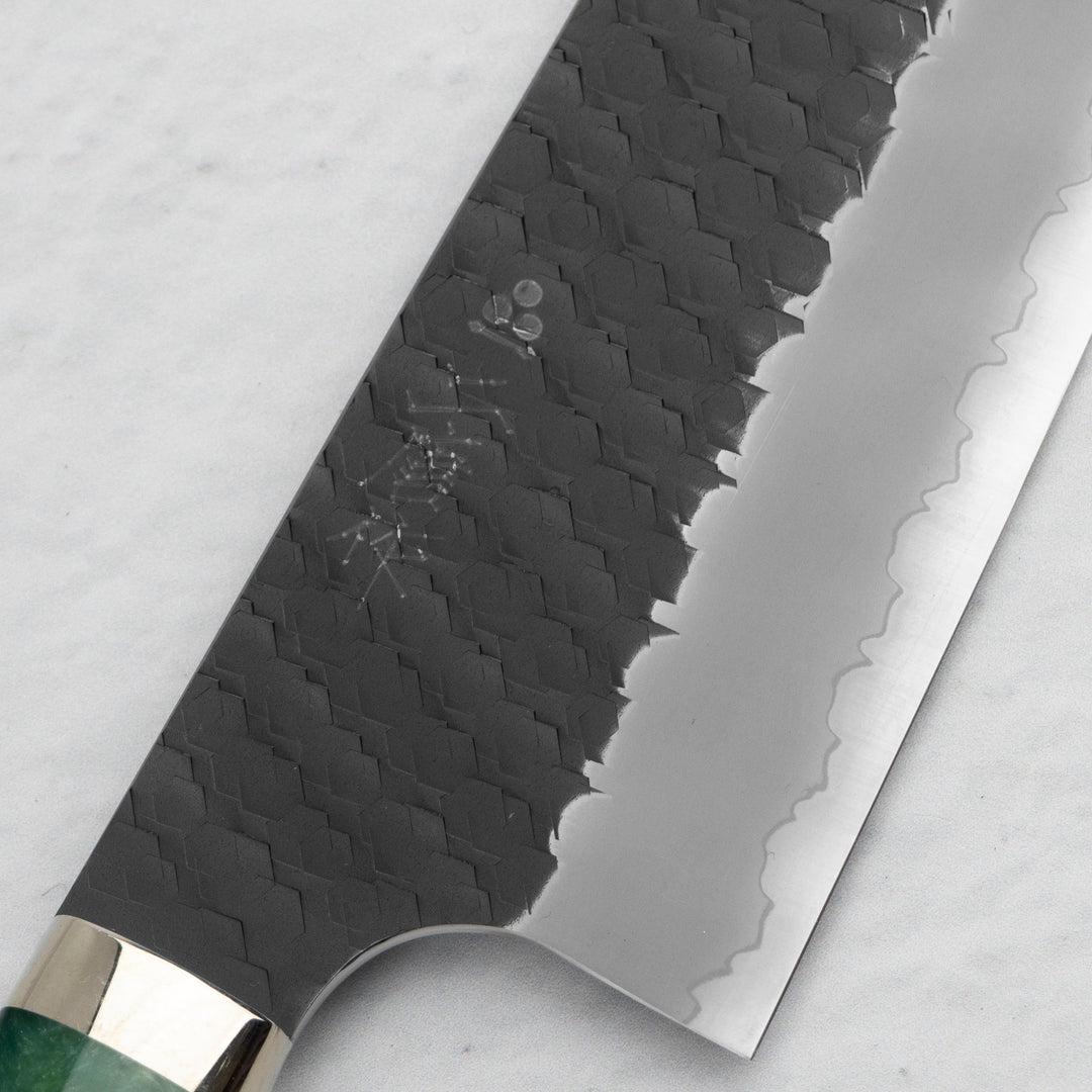 Santoku 18 cm Nigara Hamono SG2 Green Kurouchi Limited