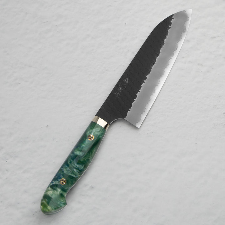 Santoku 18 cm Nigara Hamono SG2 Green Kurouchi Limited