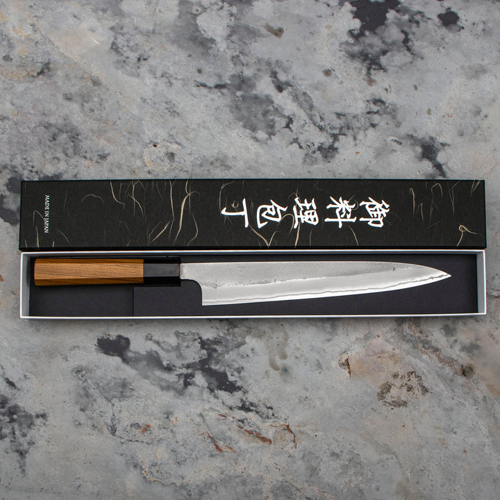 Sujihiki 24 cm Yoshikane Shirogami#2/SS Nashiji