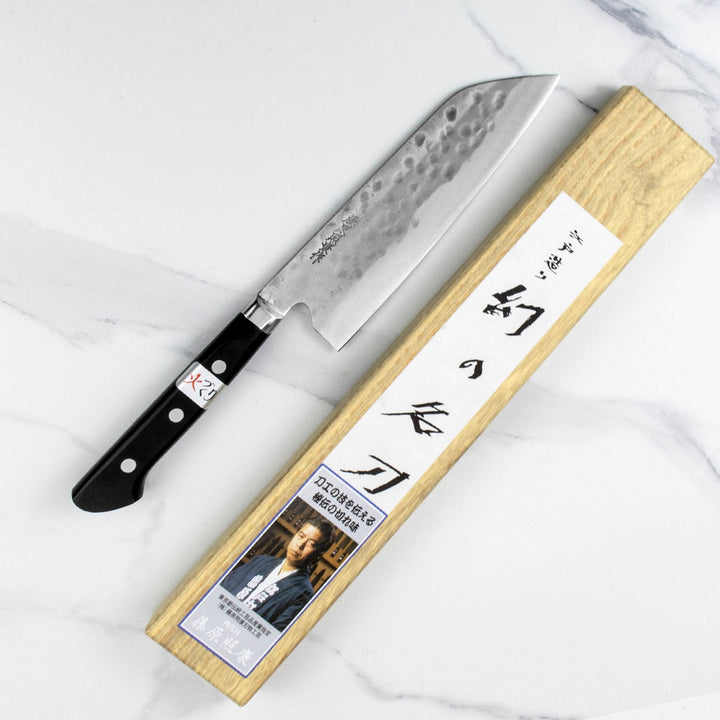 Santoku 17 cm Fujiwara Shirogami#1/SS Pakka