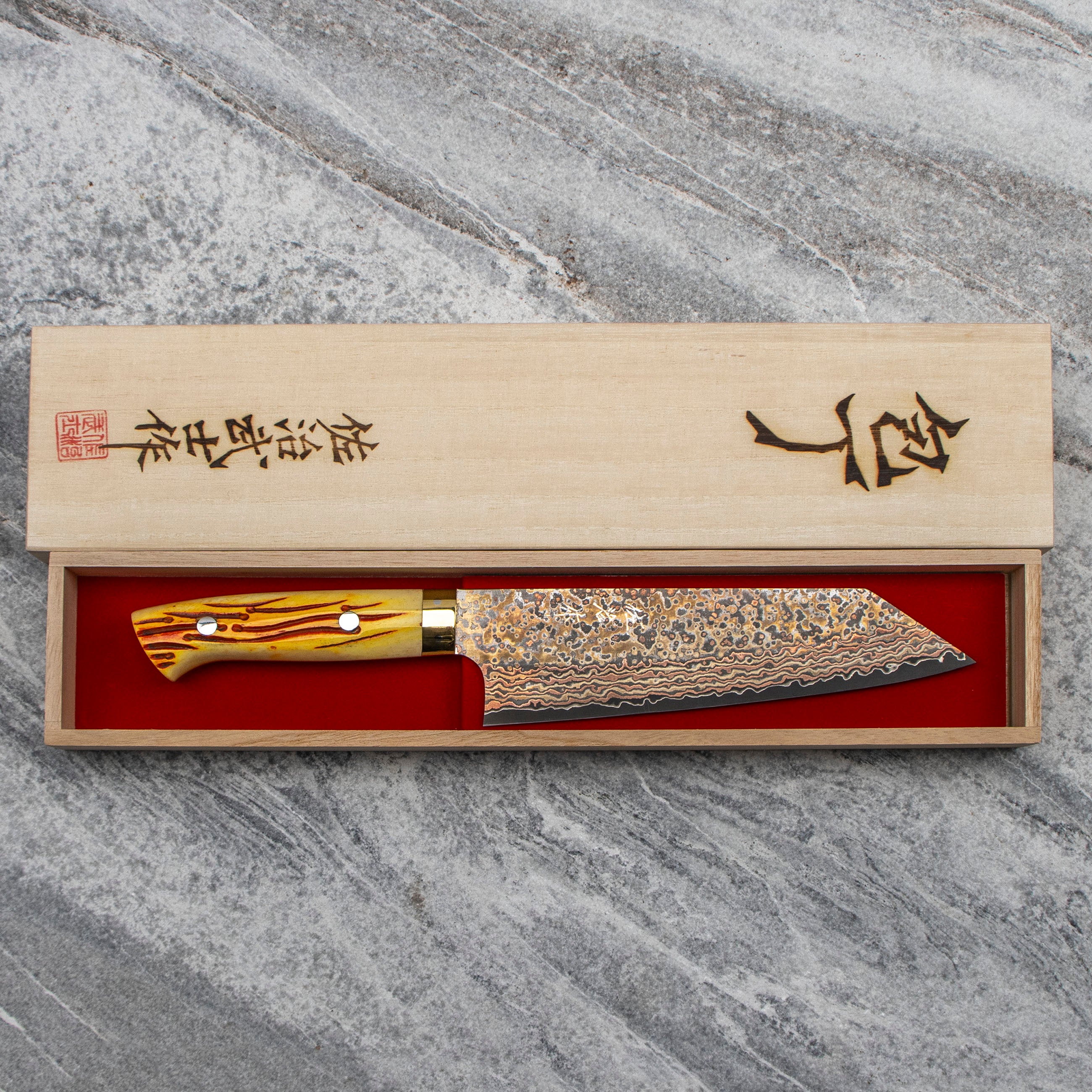 Bunka 17 cm Takeshi Saji Colored Damascus VG-10 Nashiji – Japan
