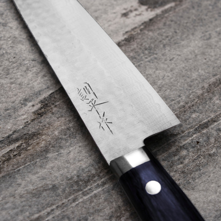 Gyuto 18 cm Kunio Masutani VG-10 Hammered Blue Damascus