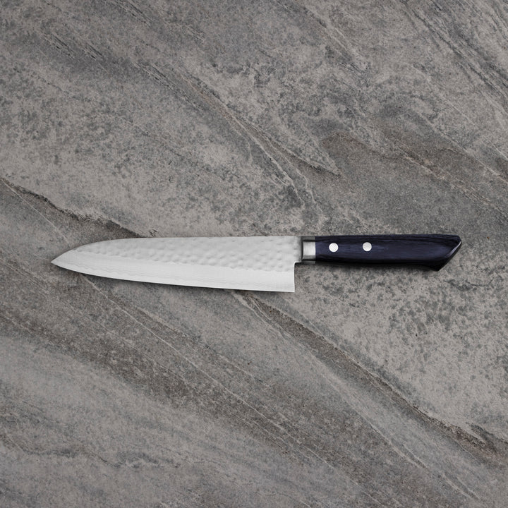 Gyuto 18 cm Kunio Masutani VG-10 Hammered Blue Damascus