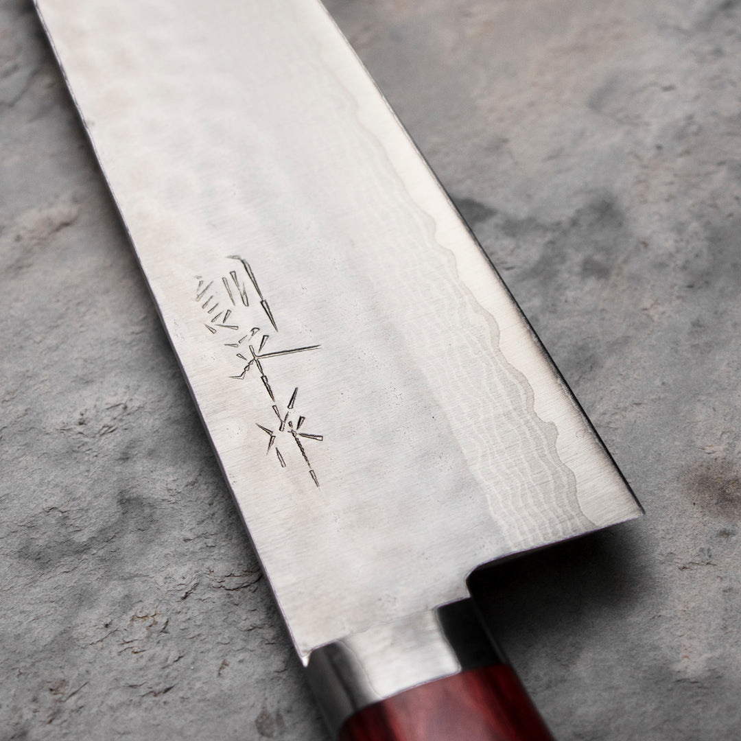 Gyuto 18 cm Kunio Masutani VG-10 Hammered Red Damascus