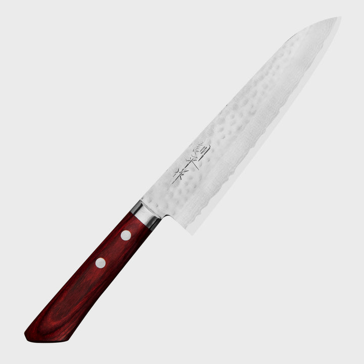 Gyuto 18 cm Kunio Masutani VG-10 Hammered Red Damascus