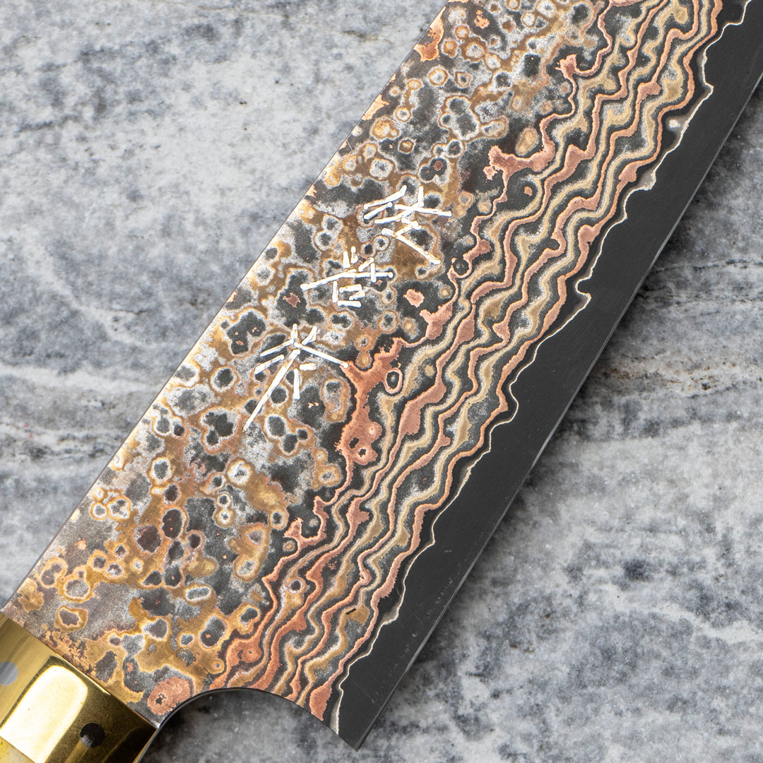 Gyuto 18 cm Takeshi Saji Colored Damascus VG-10 Nashiji