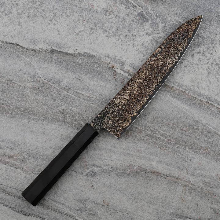 Gyuto 21 cm Hatsukokoro Saihyo Kurozome Damascus SG2