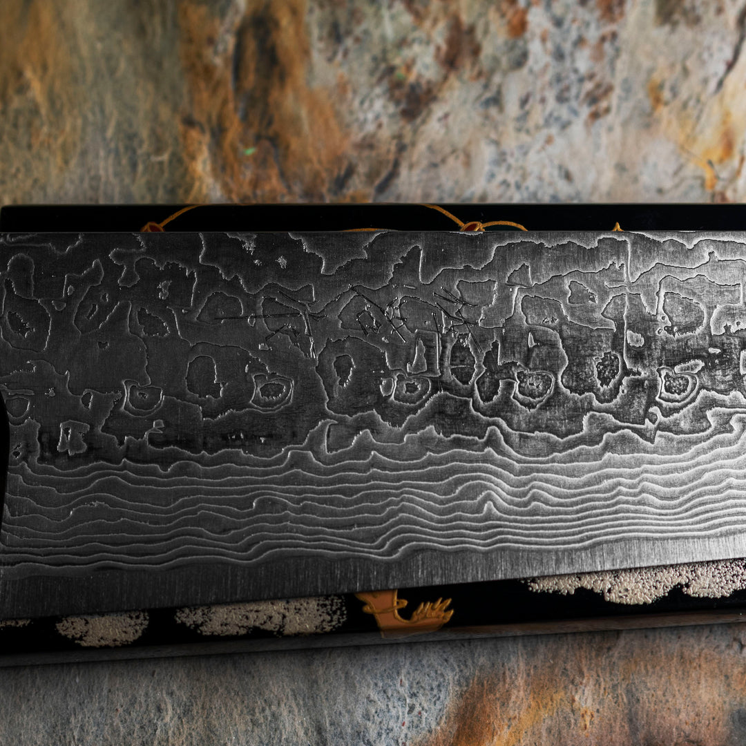 Gyuto 21 cm Takeshi Saji Art Fujin Raijin R-2 + Saya