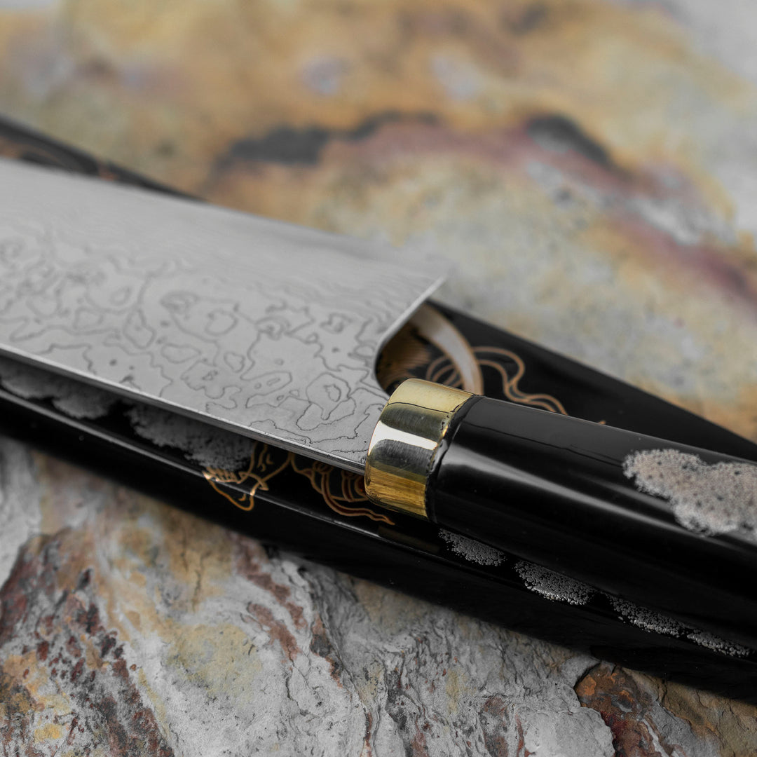 Gyuto 21 cm Takeshi Saji Art Fujin Raijin R-2 + Saya