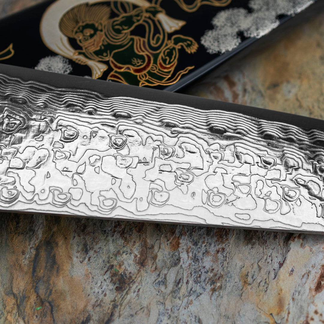 Gyuto 21 cm Takeshi Saji Art Fujin Raijin R-2 + Saya