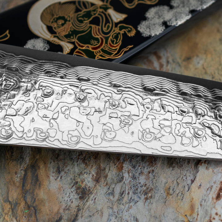 Gyuto 21 cm Takeshi Saji Art Fujin Raijin R-2 + Saya